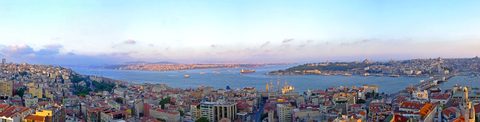 Aerial cityscape panorama of Istanbul Turkey 